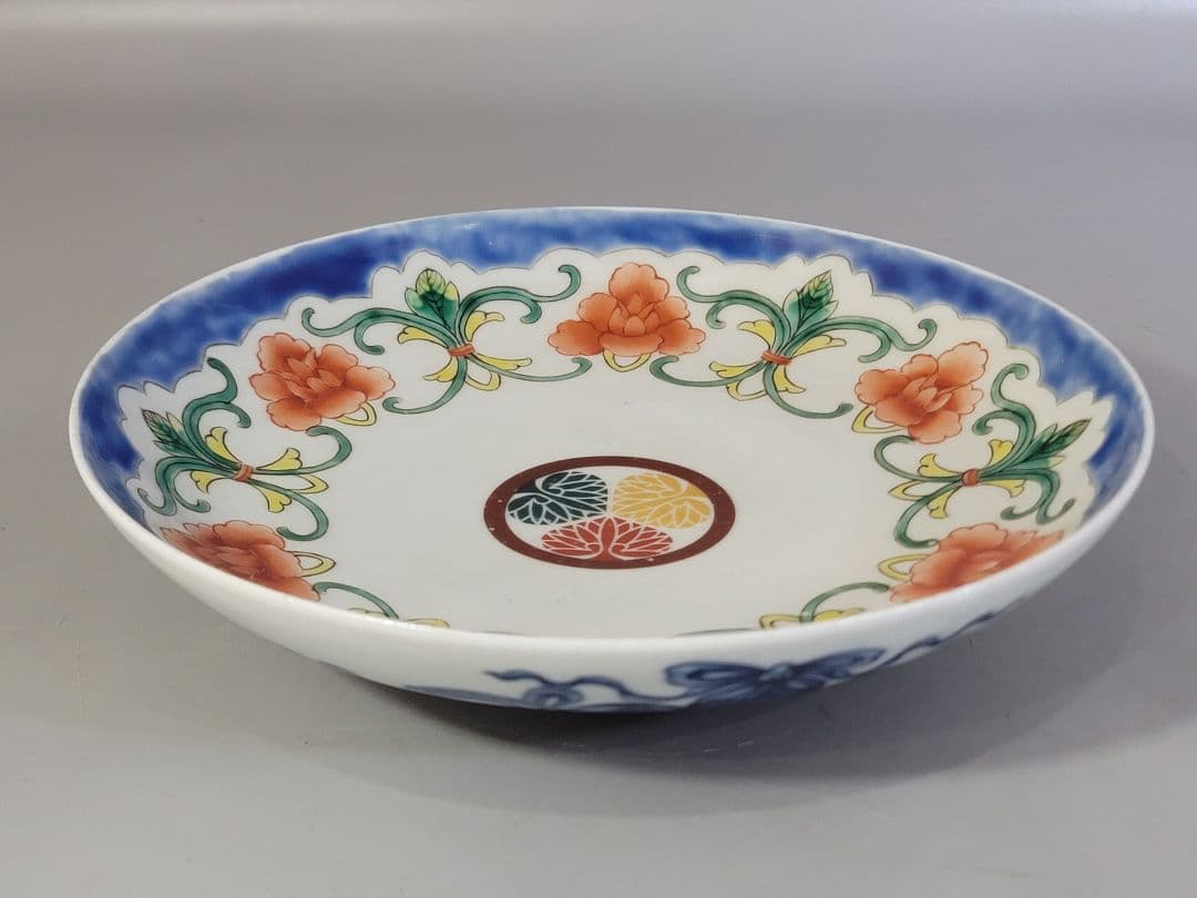 DT598 菊御紋 徳川紋 色絵 鍋島皿 一対 希少