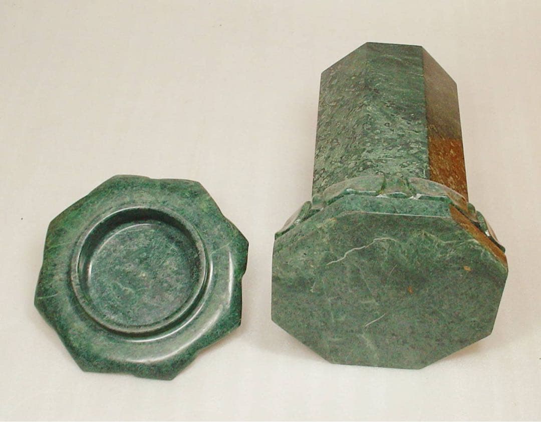 平安 末法 経塚 経筒 宝塔 蛇紋石 蓮華紋 仏像 仏教美術 骨董 古美術