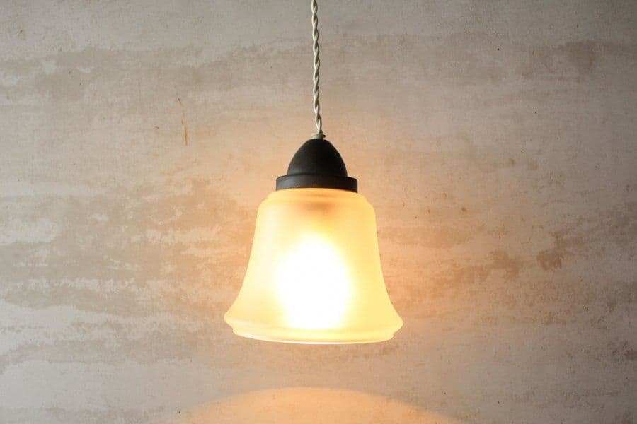 【ベル型ガラスのペンダントライト】大正 昭和 古道具 蚤の市 ブロカント