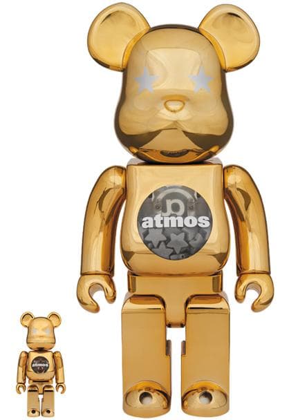 ベアブリック☆atmos☆400%&100%☆ゴールド クローム【新品・未開封】