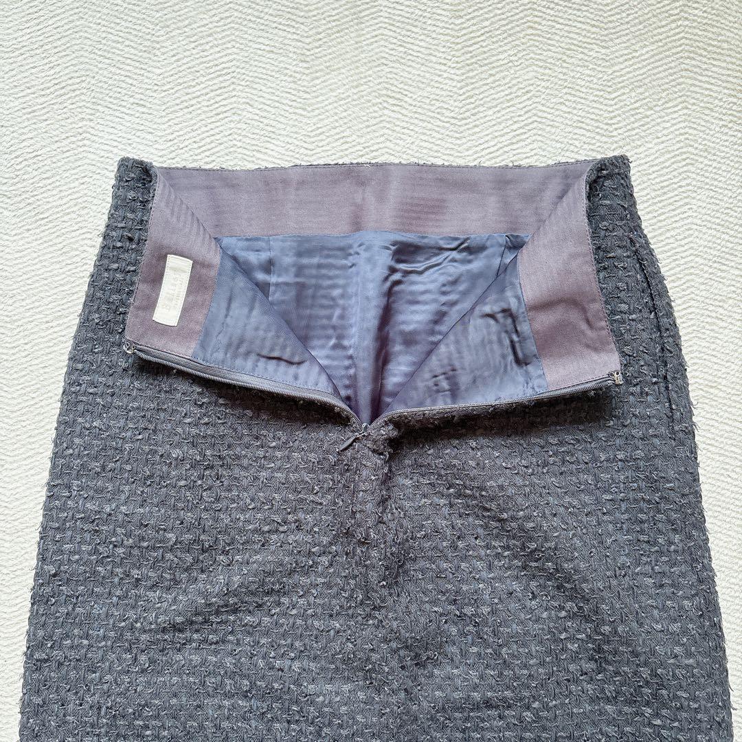 美品✨Ballsey ミックスヤーンツイード Iラインスカート　ネイビー