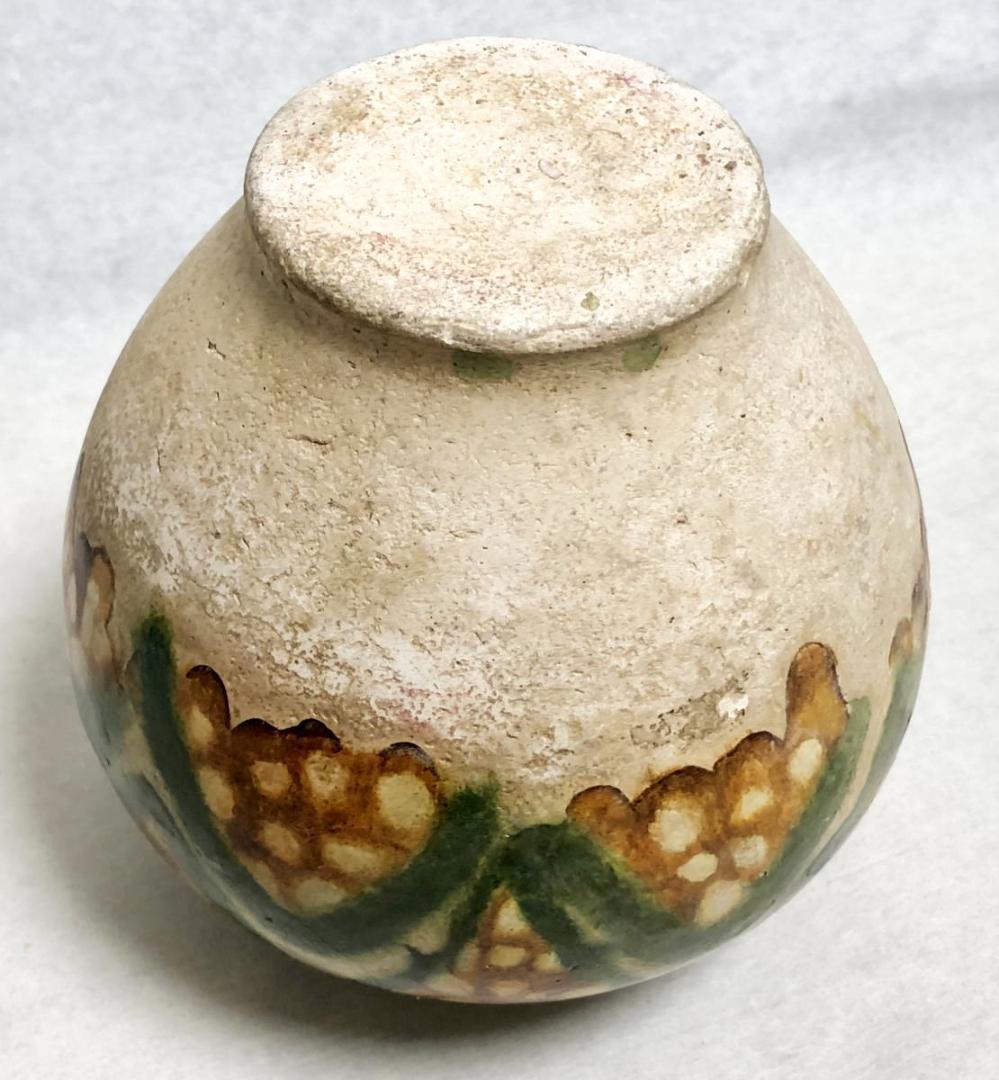 唐時代 唐三彩壺 伝世品焼物 保証 陶器 中国美術 ウブ品 WWTT173