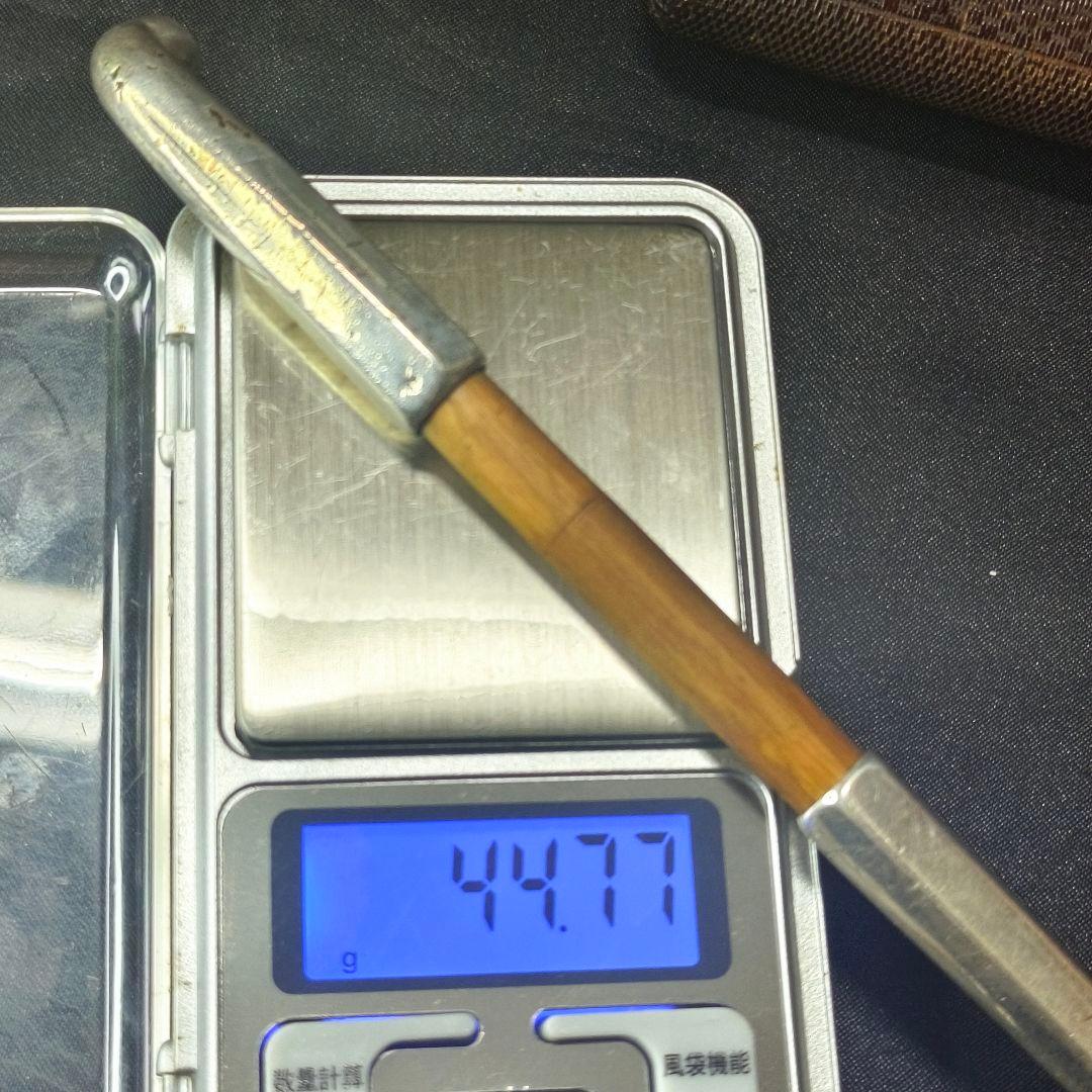 銀製煙管 網代筒 本革タバコ入れ 古銅細工金具 明治ガラス緒締玉 コレクター放出