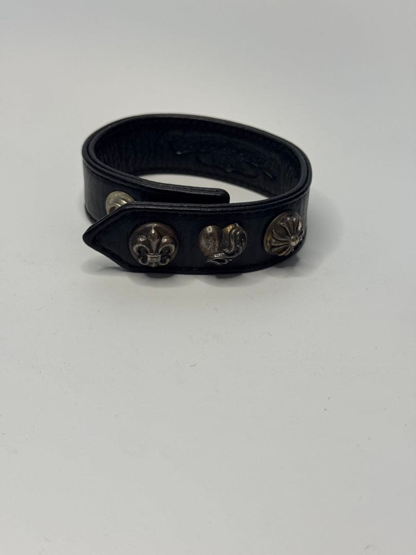L*A様 Chrome Hearts シルバー銀製ブラックレザーバングル
