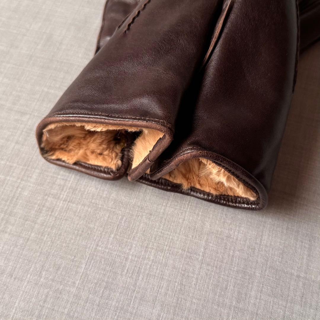 DENTS デンツ 内ファー レザーグローブ ブラウン