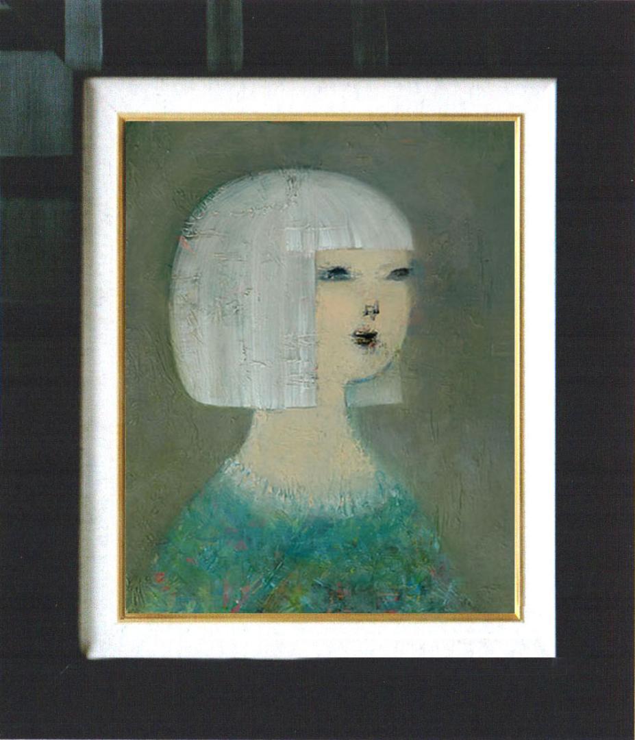 油絵 絵 絵画 インテリア 額付(黒) F4-071112 人物 女性像