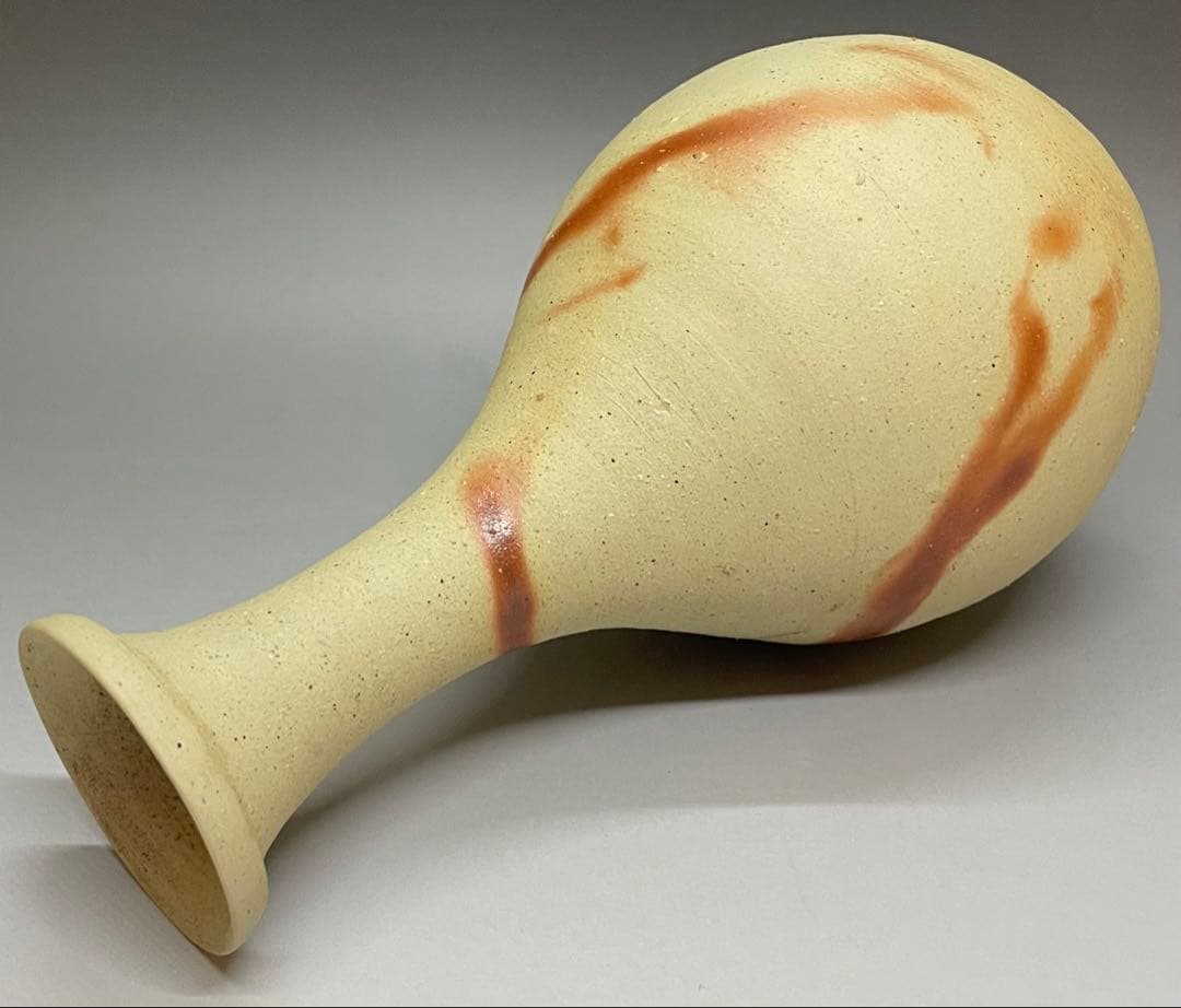 人間国宝　伊勢崎淳　緋襷花入　箱付(四方桟) 　U901