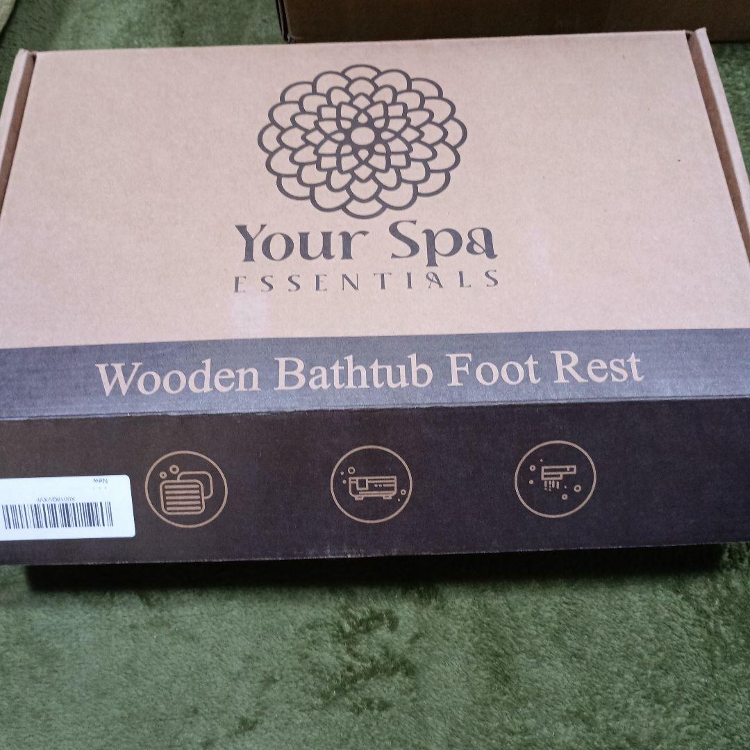 木製 リラックス ポータブルバスルーム フットレスト バスタブアクセサリー