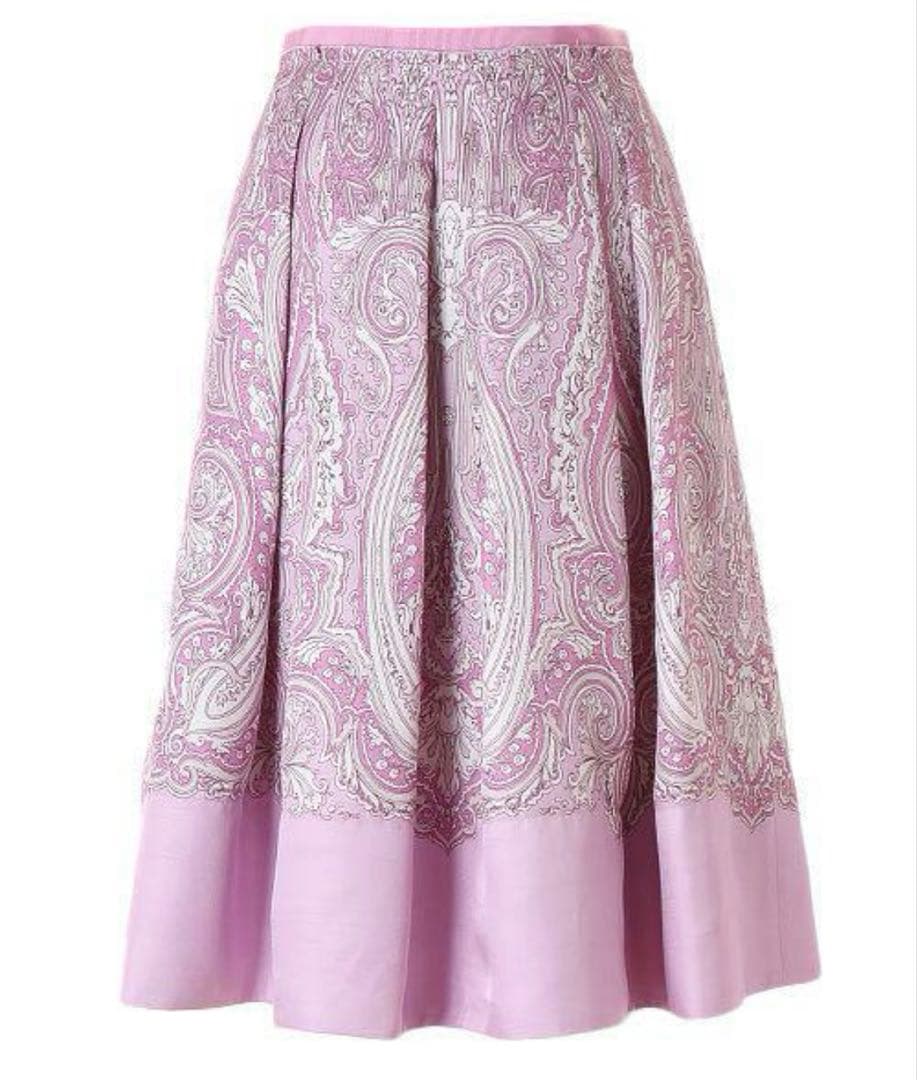 【美品　着用浅】　ペイズリーパネルプリント　フレアスカート 38