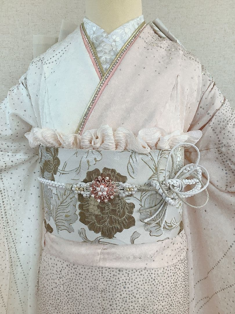 なつみみ　なつき振袖フルセット　ピンクと白　振袖フルセット