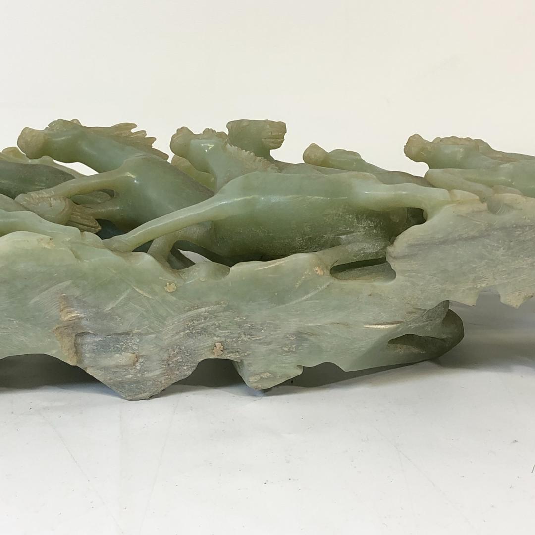 翡翠 馬 置物 12頭 中国美術 彫刻 ジャンク品