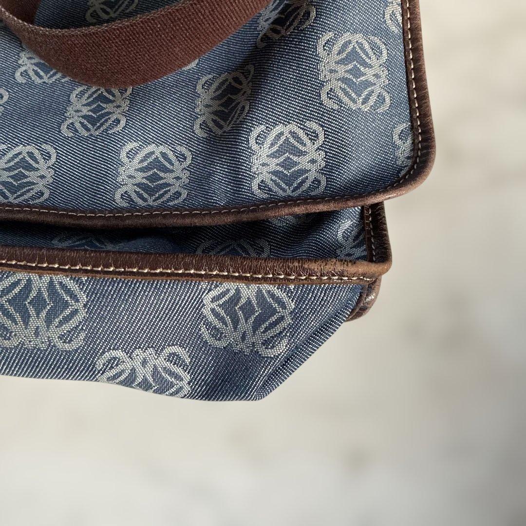 ブルー系チェック柄ショルダーバッグ