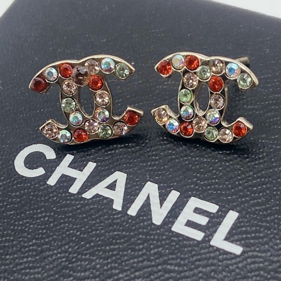 美品✨CHANEL シャネル　クリスタルビジュー　マルチカラー　ピアス