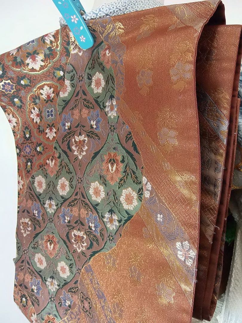 総絞り　振袖フルセット　袋帯　長襦袢　帯揚げ　帯締め絹のダイヤモンド　やや難あり