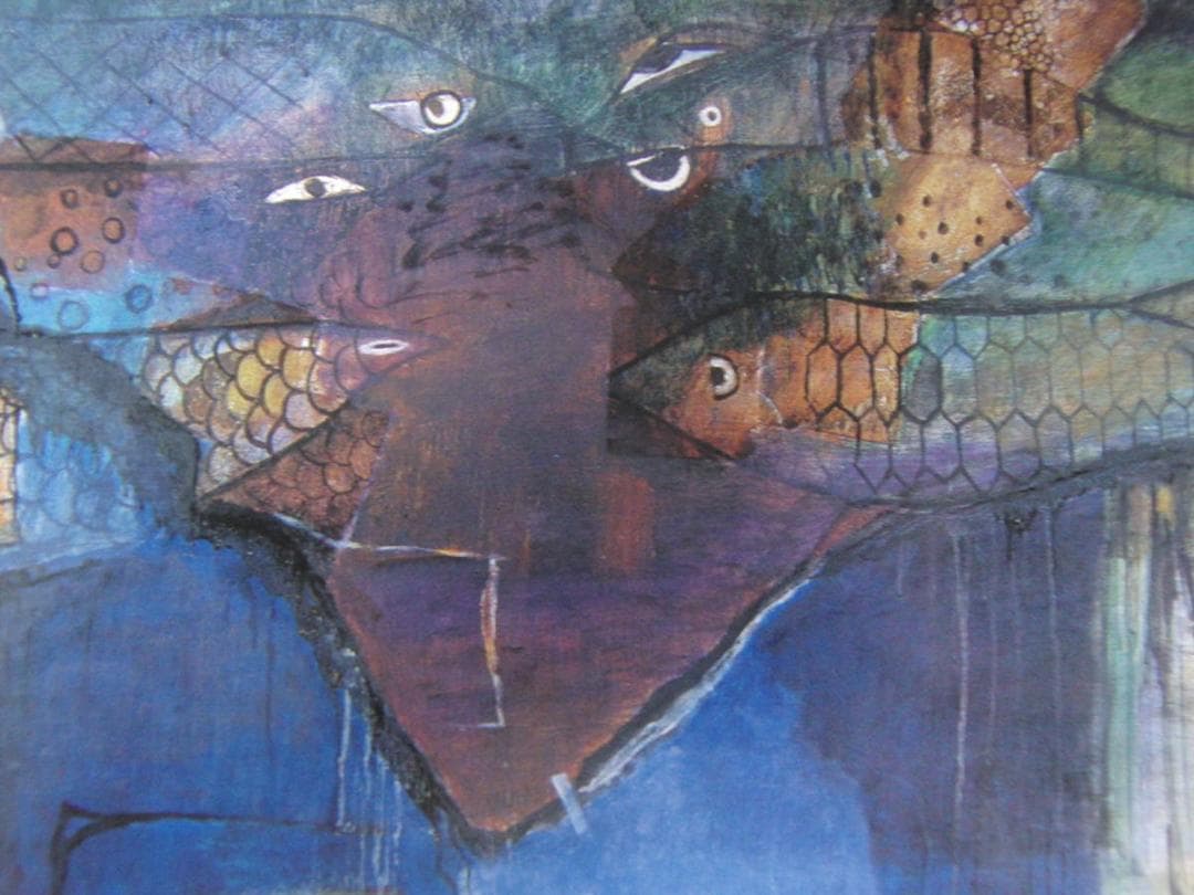 武良恭子、【漁師小屋の夜】、希少な額装用画集より、新品額装付