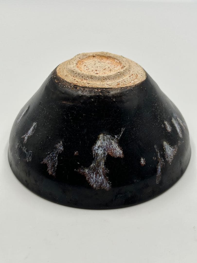 ★0008宋時代 吉洲窯 黑釉白彩双鳳天目茶碗★茶道具 茶器 唐物天目