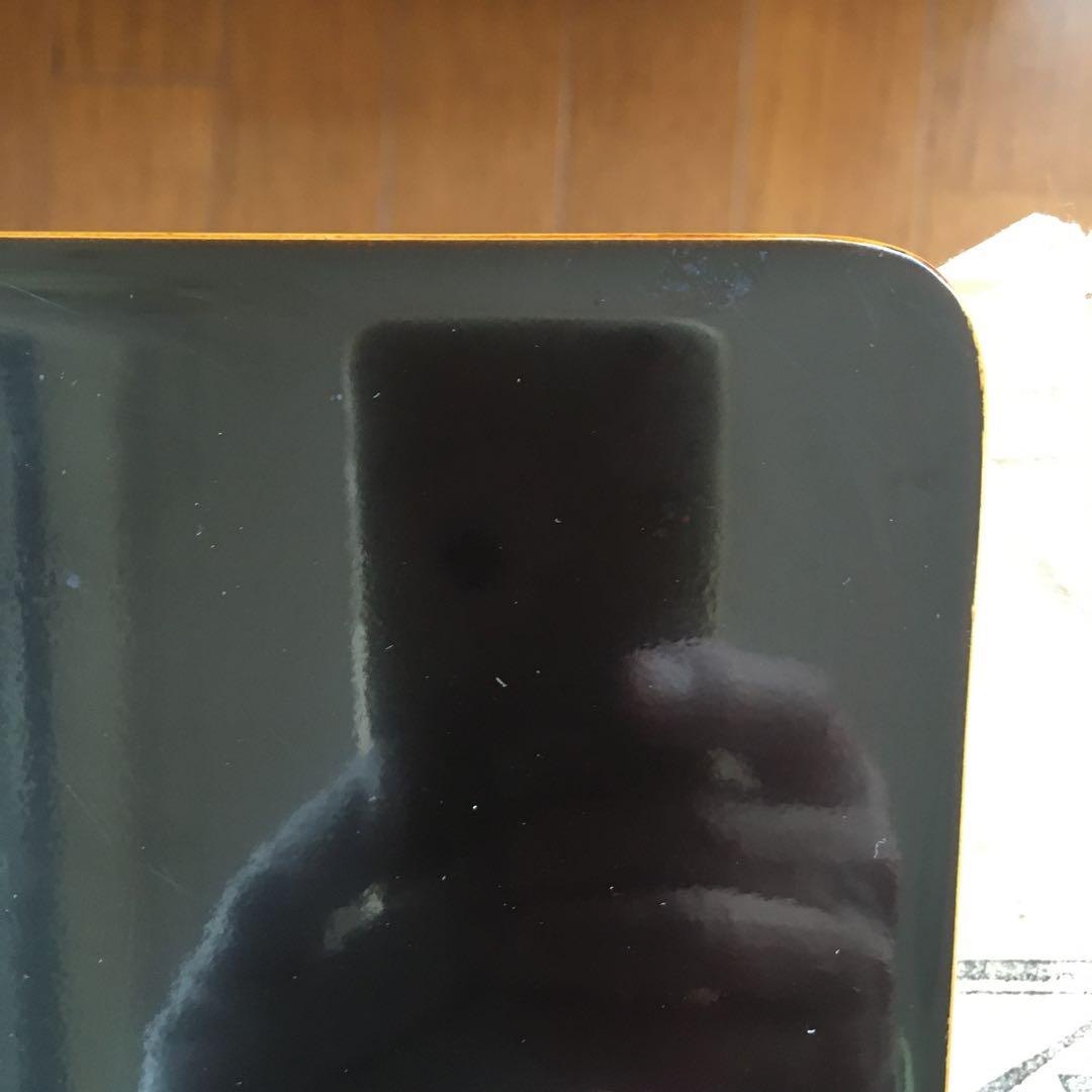 天然木製漆塗　輪島塗　黄漆塗沈金　角盆　芽松模様　本堅地漆器