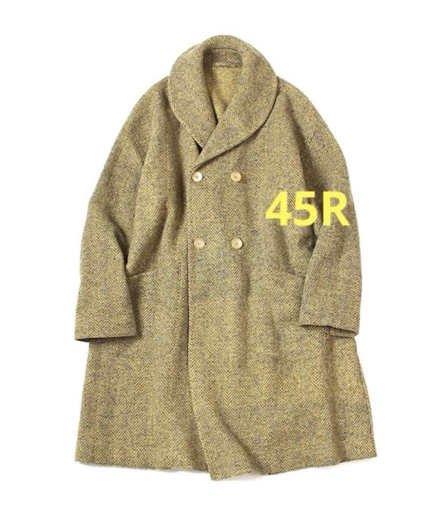 45R★ジェットランドヘリンボンカウチンコート★マスタード×グレー