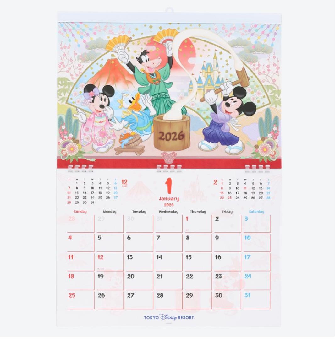新品　ディズニーリゾート限定　ミッキー&フレンズ　壁掛けカレンダー　2026年