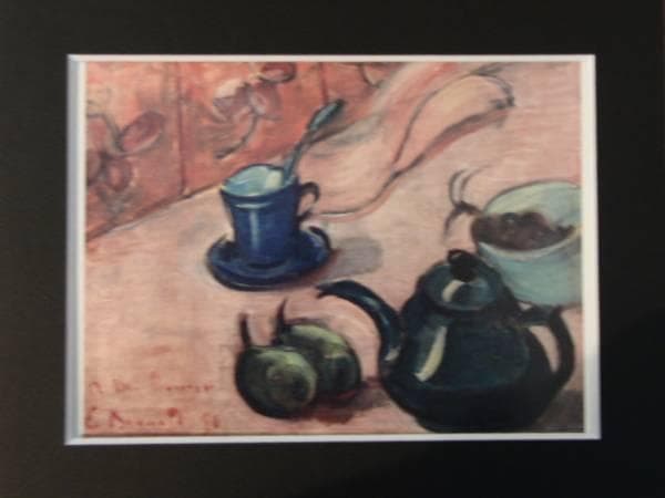 エミール・ベルナール、カップ、果物鉢、ティーポット、果物のある静物