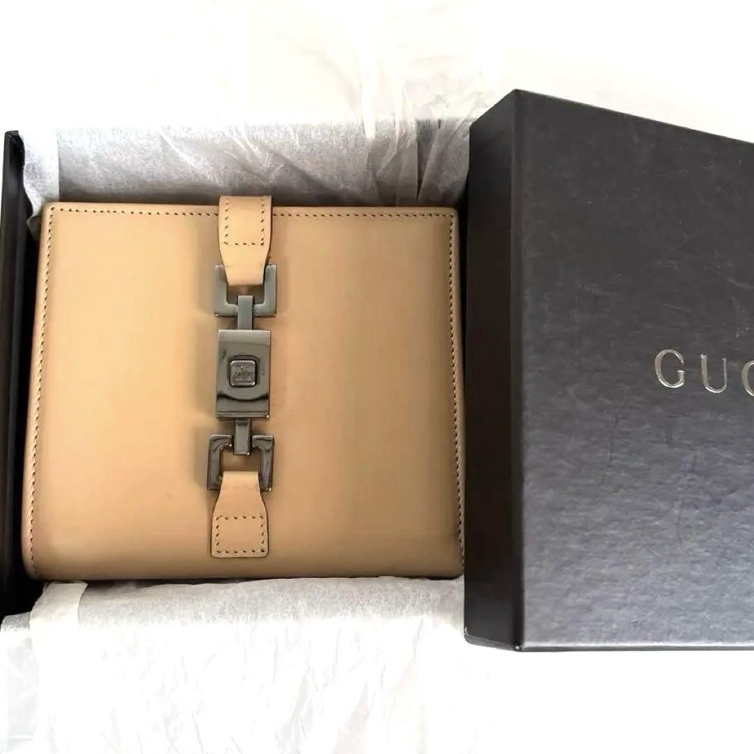 Gucci グッチ　財布　カーフ　ジャッキー　ベージュ