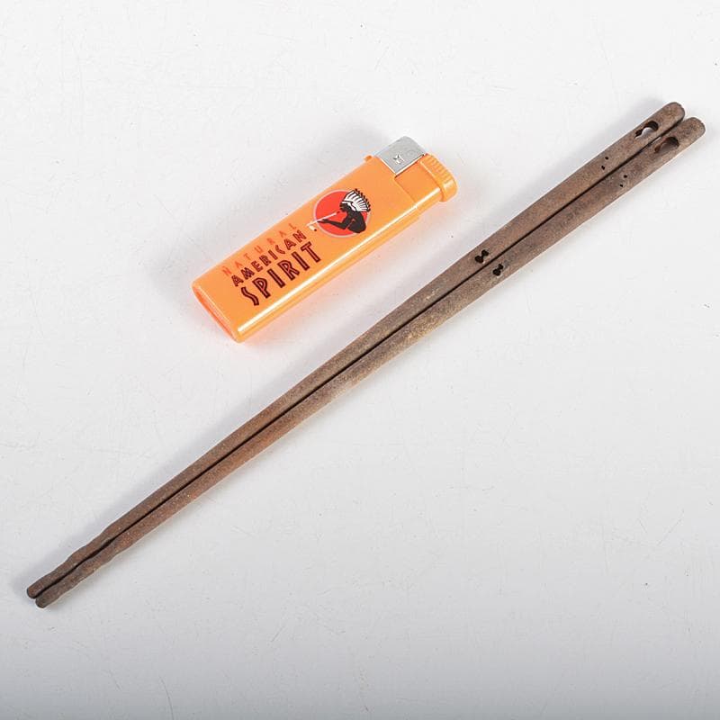 茶道具　釜師　庄司儀兵衛作　鉄製　瓢箪透火箸　共箱　V　R7201