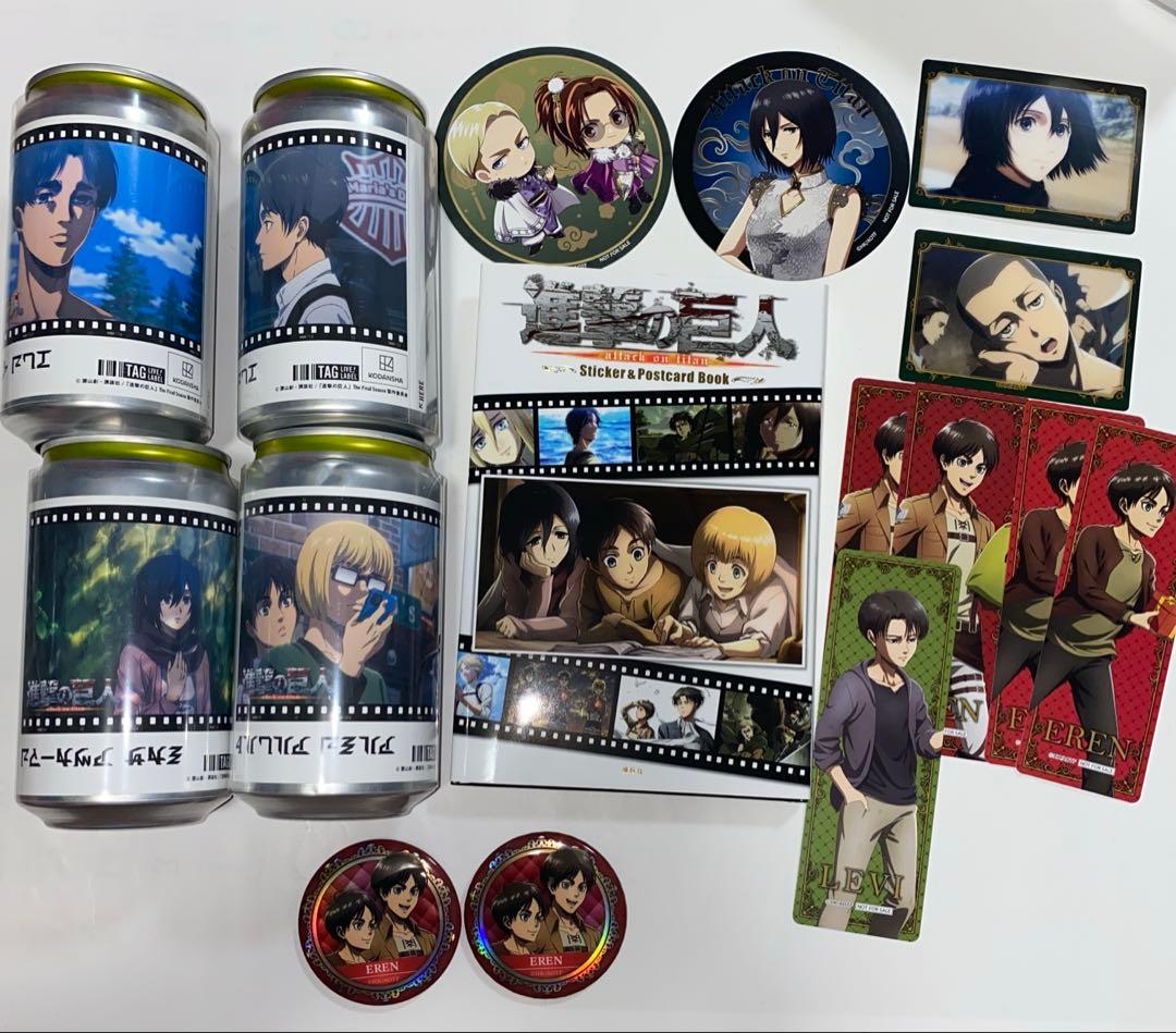 進撃の巨人　ステッカー&ポストカードブック　サントリー　オリジナルラベル缶　紙類