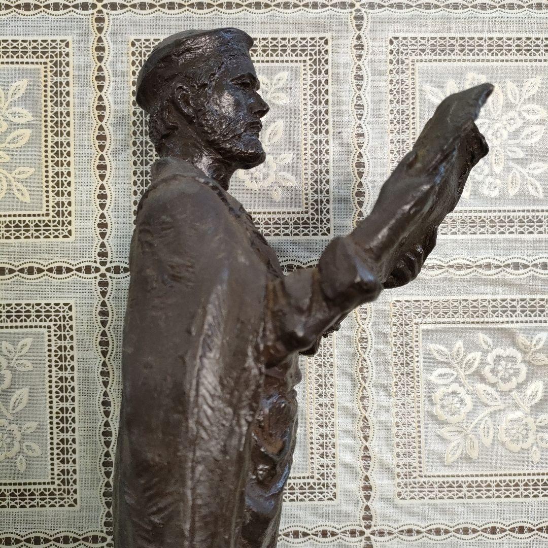 島村俊和作 ブロンズ製ヨハネス・グーテンベルク像 1987年制作 高36.5cm