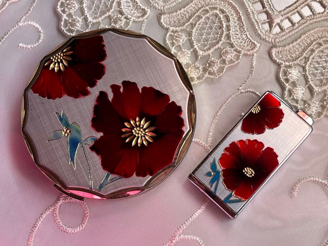 昭和レトロ　ヴィンテージ　コンパクト　ミラー　化粧鏡　ライター型香水スプレー