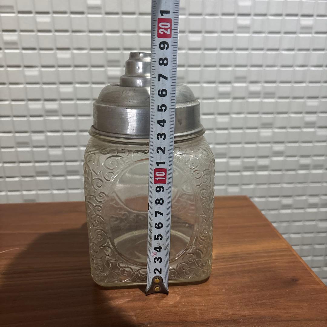 唐草文様 あめや瓶 菓子瓶 アルミ蓋 レア レトロ