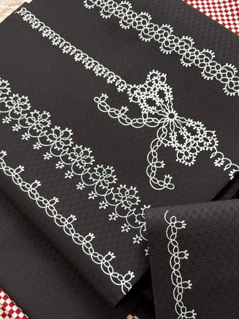 ワイヤーレース柄の名古屋帯　リボン