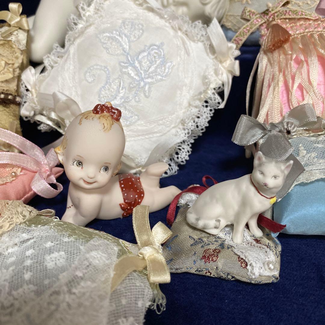 アンティークミニクッション8個グーグリベビー猫のタマちゃん