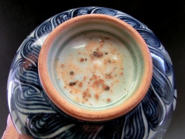 鉢■花弁型鹿紋花唐草染付大鉢 菓子器 青華 古玩 古美術 時代物 骨董品■