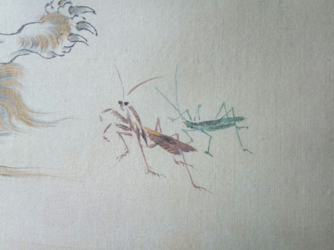 掛け軸、釈迦涅槃図、本物宇喜田(浮田）一惠(1795～1859）画、絹本