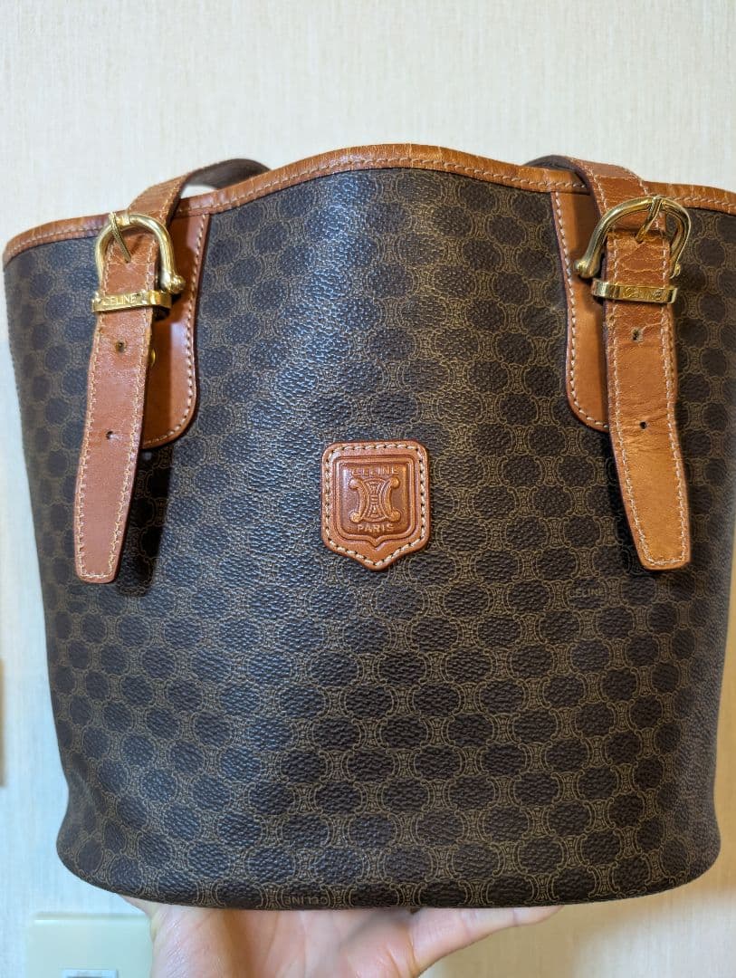 CELINE　 ブラウン　レザー　ショルダー　バッグ