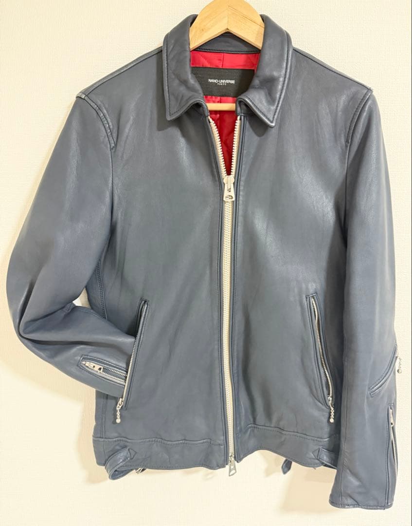 2*M様 NANO-UNIVERSE シングルライダース　ネイビー　ラムレザー