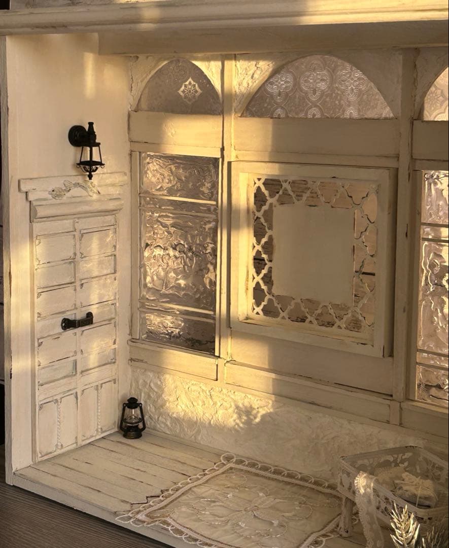 木製ドールハウス・背景ボード・ミニチュアハウス・ハンドメイド☆1/6