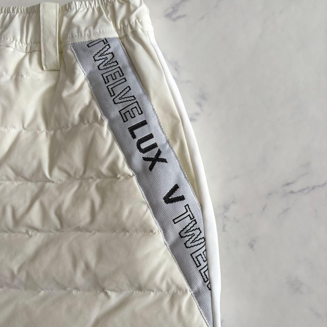 V12 LUX 中綿 23AW ダウン スカート 白 ゴルフ 防寒 ロゴ