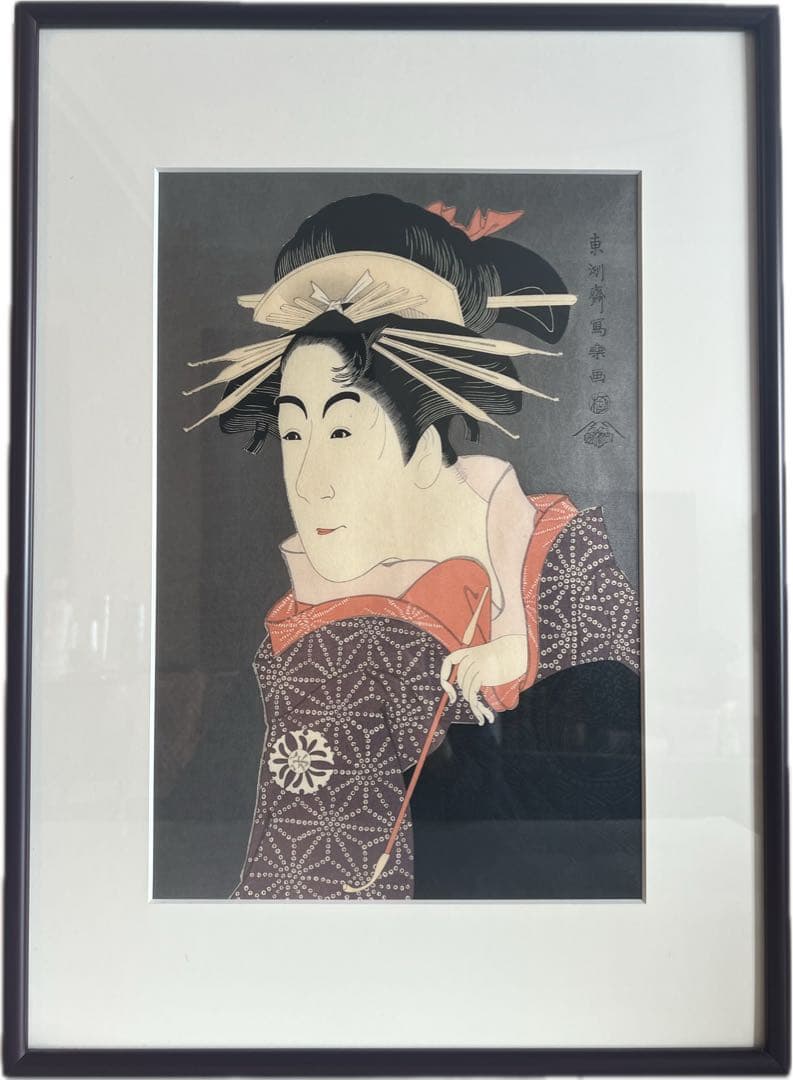 ☆東洲斎写楽作「松本米三郎のけはい坂の少将実はしのぶ」浮世絵木版画 限定復刻版