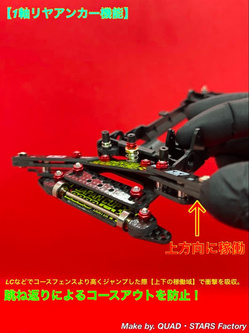 【ミニ四駆・VZ用】1軸リヤアンカー＋リヤスキッド＋モーター押さプレート