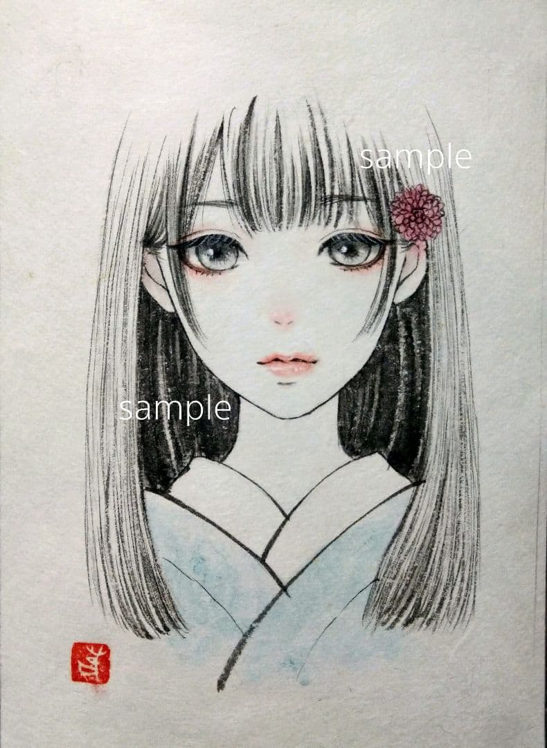 専用　絵画　日本画　水墨画　墨絵　墨彩画　人形