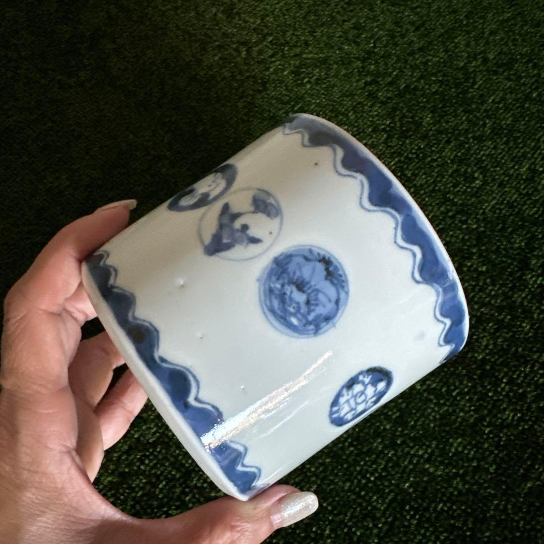 江戸後期〜明治期 古伊万里 染付丸文火入れ プランターに！　K285