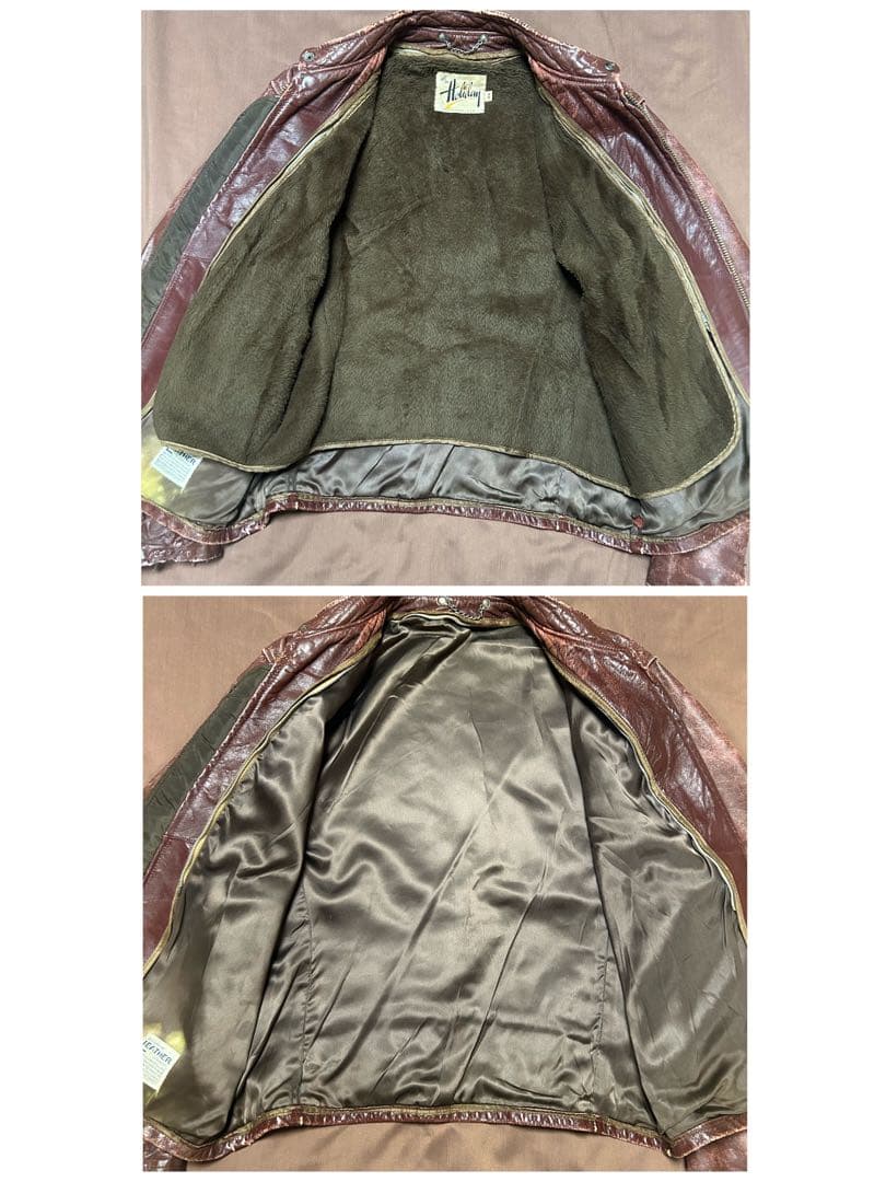 襤褸 60s70s USA製 TALONジップ レザー ジャケット ブラウンXL