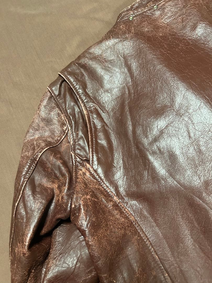 襤褸 60s70s USA製 TALONジップ レザー ジャケット ブラウンXL