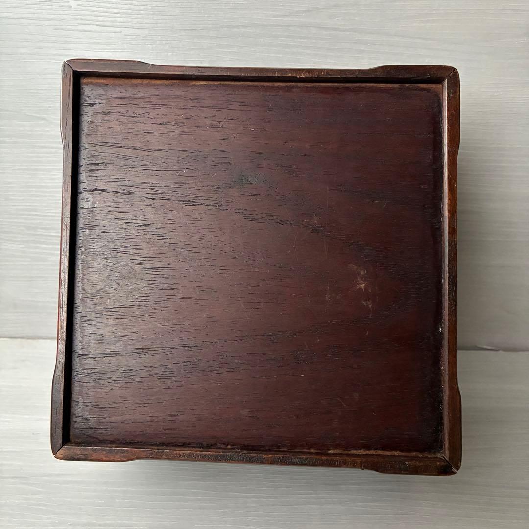 煙草盆　茶道具　九谷焼　陶器　角福　青手　灰入れ　竹灰吹　木箱　年代物　古道具