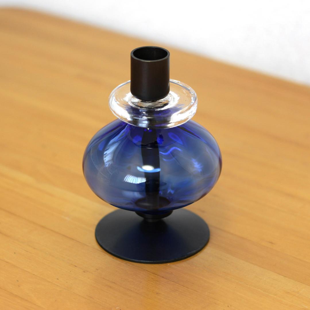【美品】エリックホグラン　キャンドルスタンド オニオン型　ブルー 01