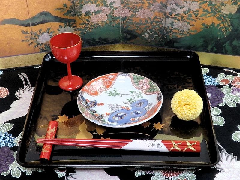 古伊万里　金襴手　岩に花の図　４寸皿　５枚　D467AS-CVt