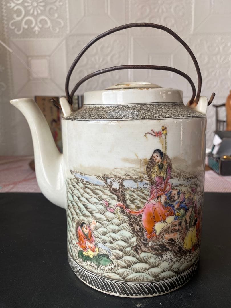 本物　中国古美術 時代物 粉彩 民国 蓋物 茶入 茶道具 中国古玩 骨董品 在銘