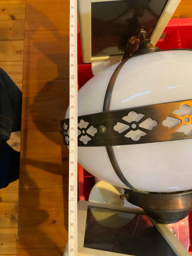 古い照明　電笠　ランプシェード　乳白色　アンティーク　昭和レトロ　大正ロマン