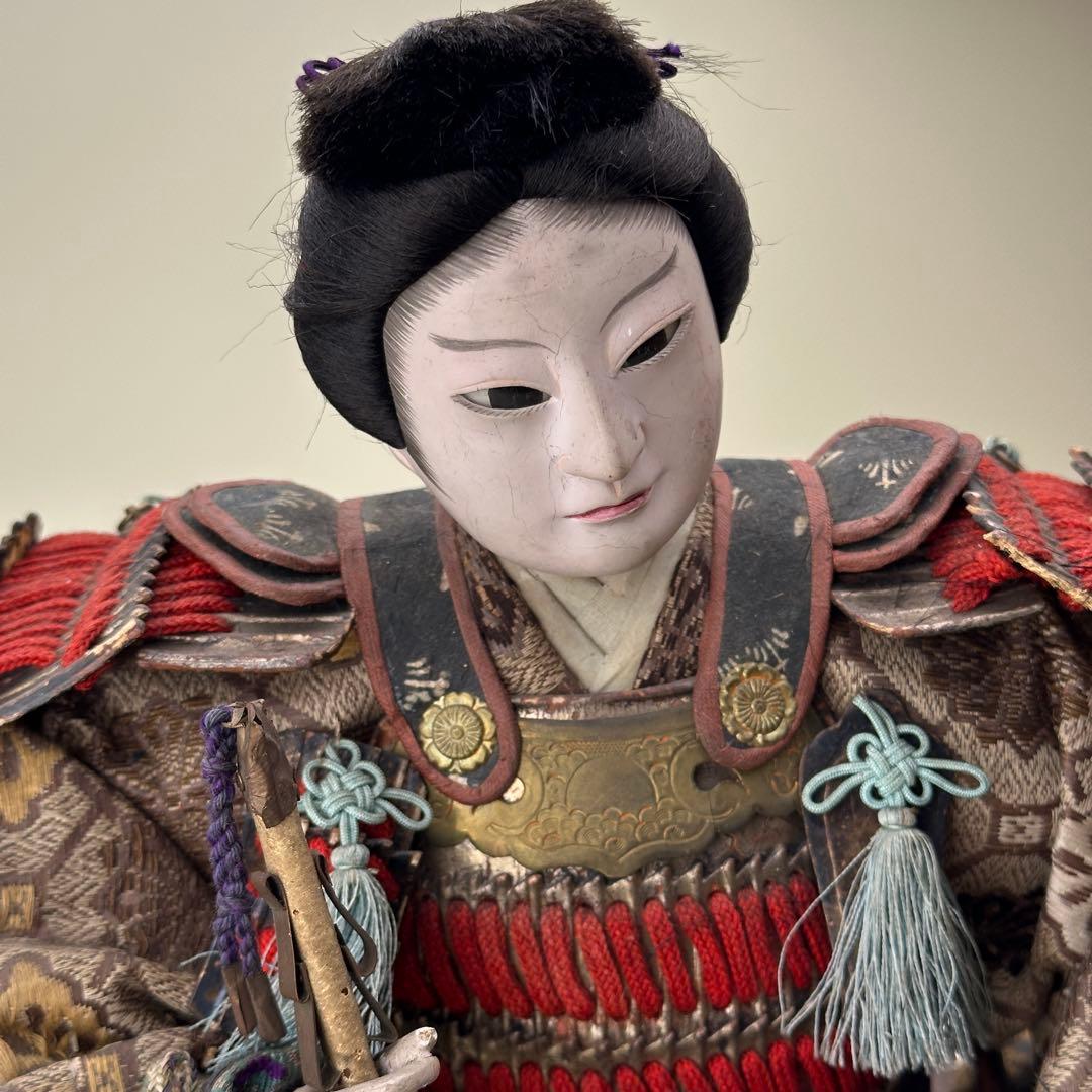 幕末〜明治　武者人形　鎧武者座り人形　高さ約40cm　古美術・骨董　骨董品
